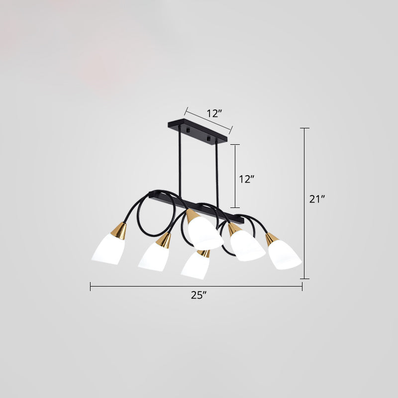 Contemporary Milk Glass Pendant Light - Tulip Shade Island Lamp Ideal For Restaurants