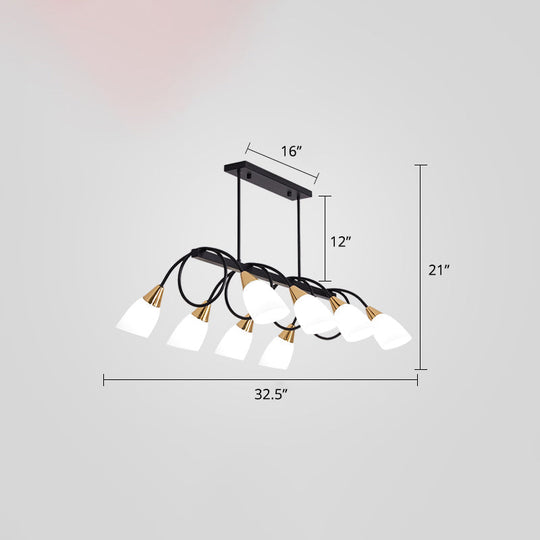 Contemporary Milk Glass Pendant Light - Tulip Shade Island Lamp Ideal For Restaurants