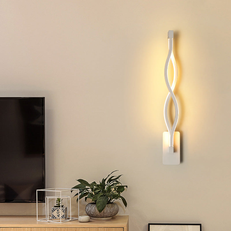 Sleek White Geometric Led Wall Sconce For Stairway - Simplicity & Style / Warm Wavy