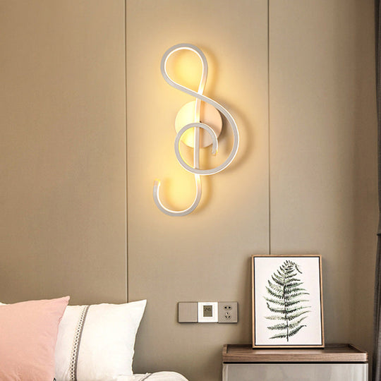Sleek White Geometric Led Wall Sconce For Stairway - Simplicity & Style / Musical Note