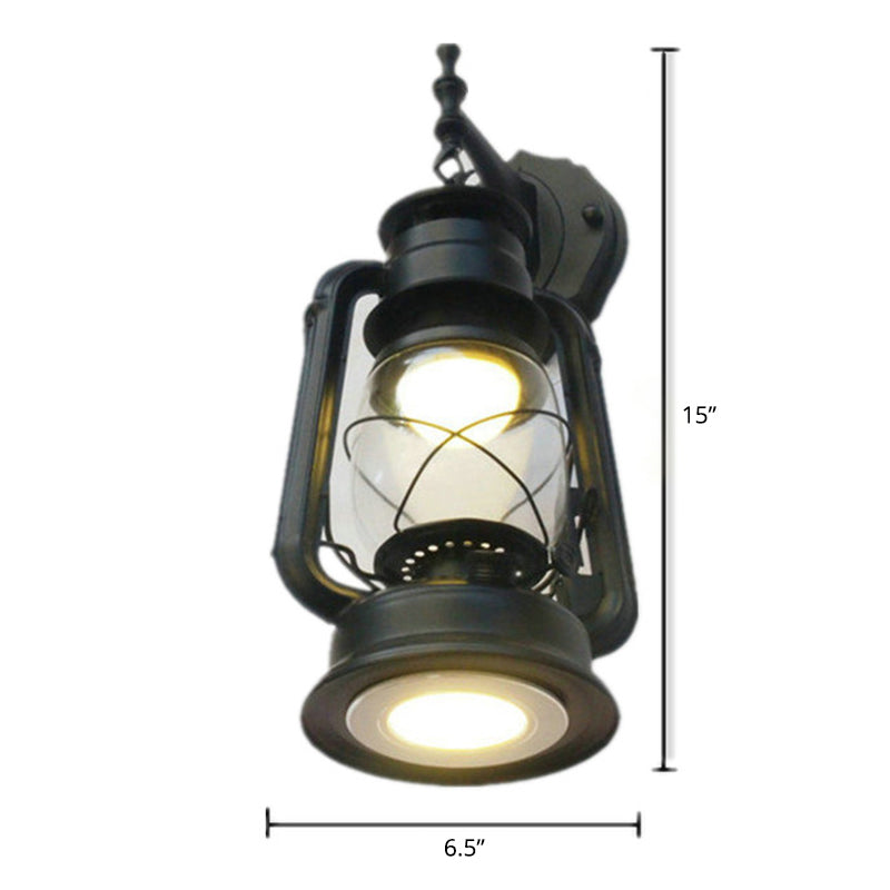 Nautical Glass Kerosene Lantern Wall Mount Lamp For Hallways 2 / Black
