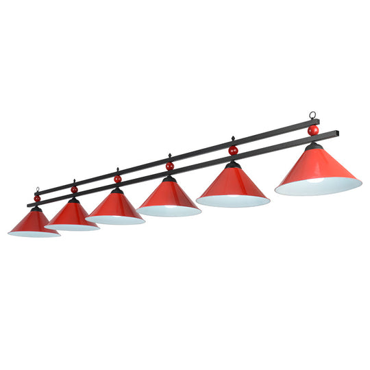 Conical Island Metal Pendant Ceiling Light - Industrial Style With Decorative Billiards Accent 6 /
