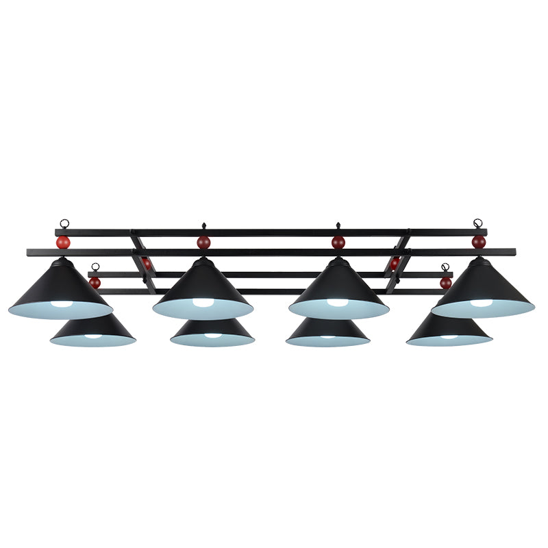 Conical Island Metal Pendant Ceiling Light - Industrial Style With Decorative Billiards Accent 8 /