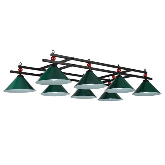 Conical Island Metal Pendant Ceiling Light - Industrial Style With Decorative Billiards Accent 8 /