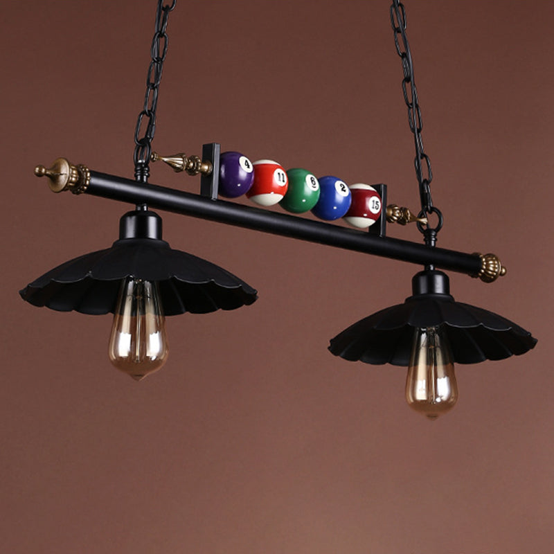 Industrial Metal Island Pendant Light Fixture With Shaded Design And Billiard Decoration 2 / Black