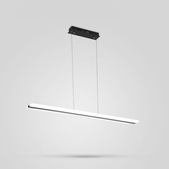 Minimalist Led Hanging Lamp With Black And White Plank Design - Acrylic Island Lighting For Tables