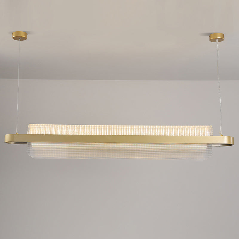 Gold Nordic Linear Island Lamp: Acrylic Led Pendant Light For Dining Room