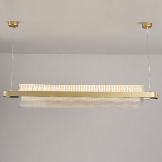 Gold Nordic Linear Island Lamp: Acrylic Led Pendant Light For Dining Room