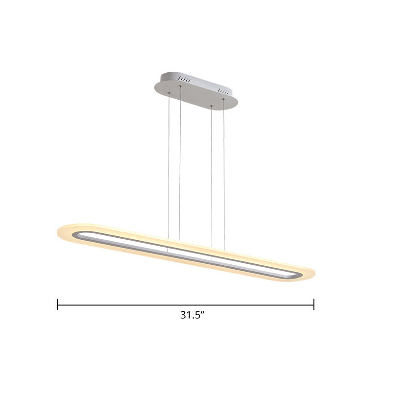 Minimalist Led Island Light Fixture - Acrylic Oblong Design