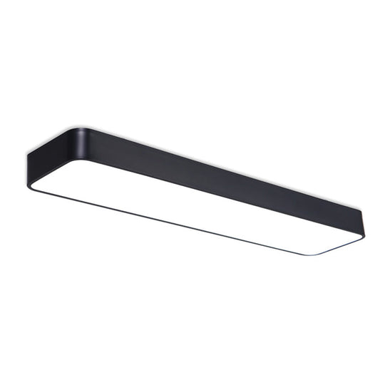 Sleek Black Led Ceiling Light: Contemporary Rectangular Aluminum Flush Mount For Offices
