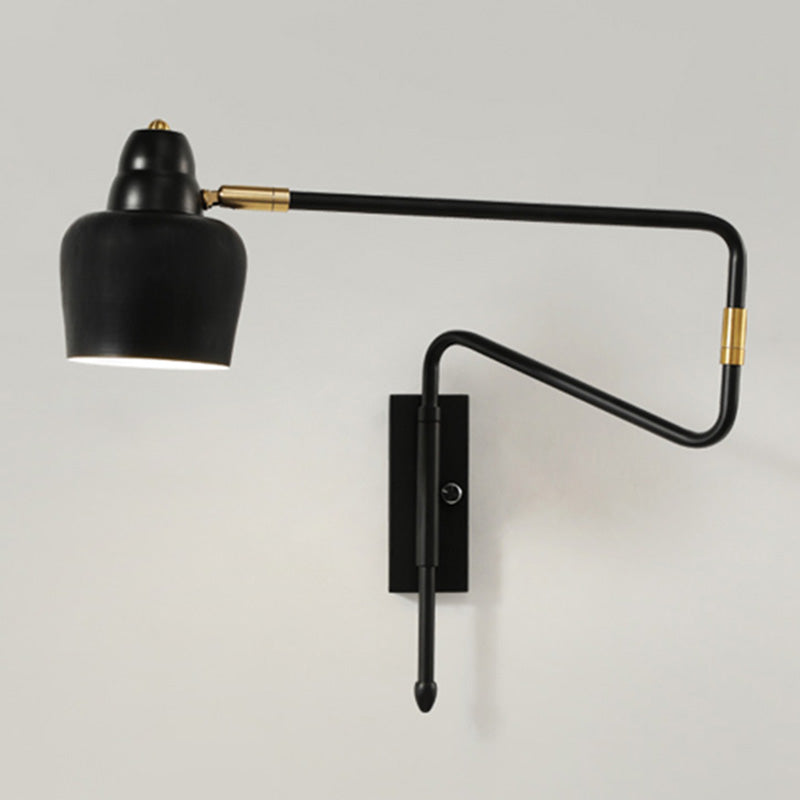 Modern Wall Mounted Reading Lamp: Retractable Arm Nordic Style Black / Cylinder