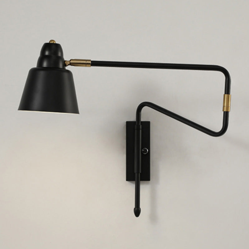 Modern Wall Mounted Reading Lamp: Retractable Arm Nordic Style Black / Wide Flare