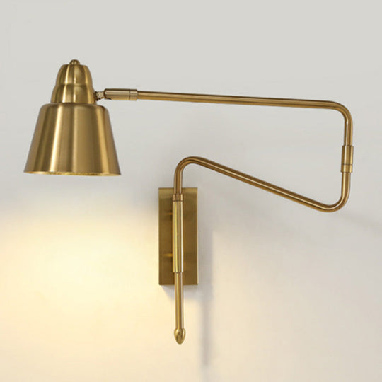 Modern Wall Mounted Reading Lamp: Retractable Arm Nordic Style Gold / Wide Flare