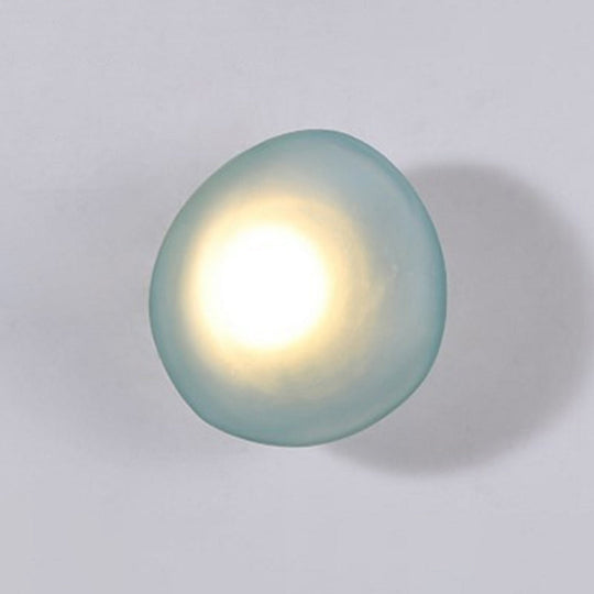 Frosted Glass Cobblestone Wall Sconce: Art Deco 1-Light Mount For Living Room Blue / Globe