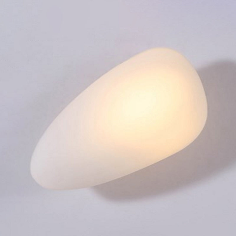 Frosted Glass Cobblestone Wall Sconce: Art Deco 1-Light Mount For Living Room White / Long Cone