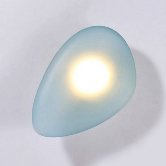 Frosted Glass Cobblestone Wall Sconce: Art Deco 1-Light Mount For Living Room Blue / Fillet
