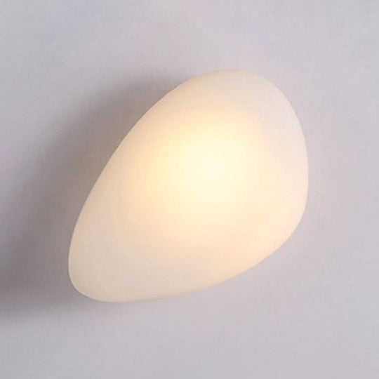 Frosted Glass Cobblestone Wall Sconce: Art Deco 1-Light Mount For Living Room White / Fillet