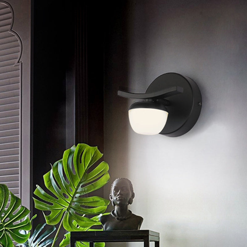 Minimalist Black Acrylic Bowl Led Wall Sconce Vanity Light Fixture For Bath 1 /