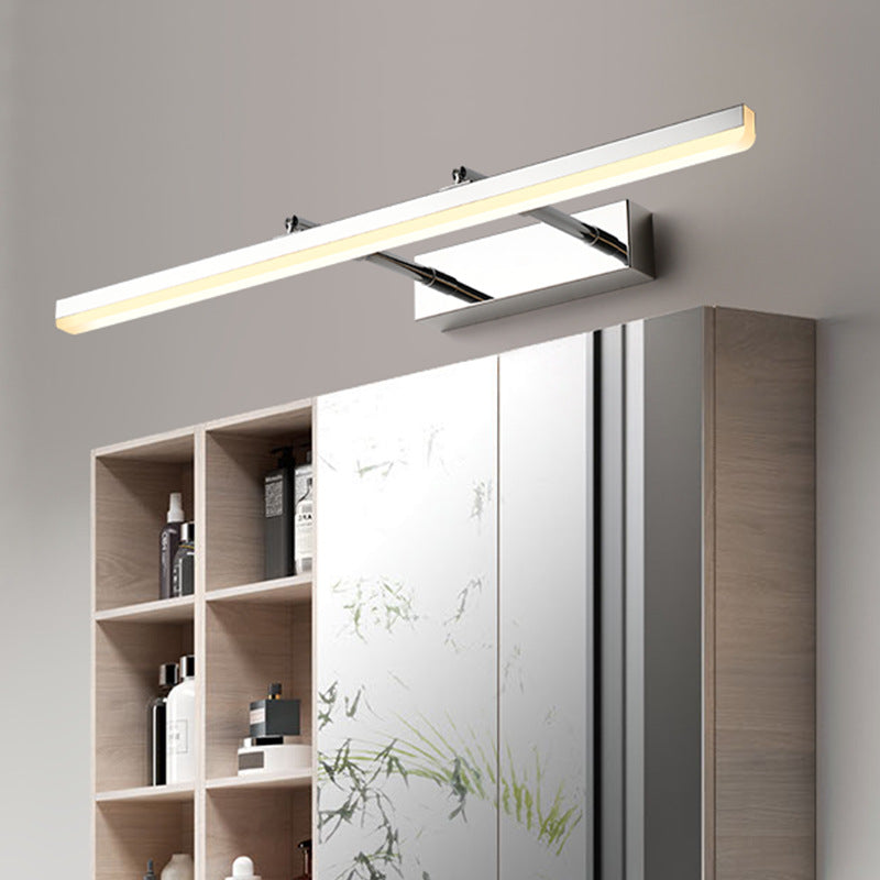 Sleek Metal Led Bathroom Sconce With Extendable Arm Minimalist Vanity Lighting Fixture Chrome / 16