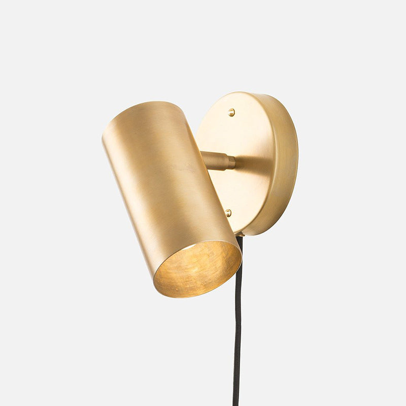 Minimalistic Metal Adjustable Tubular Wall Lamp With 1-Light Bedside Spotlight Gold / Short Arm