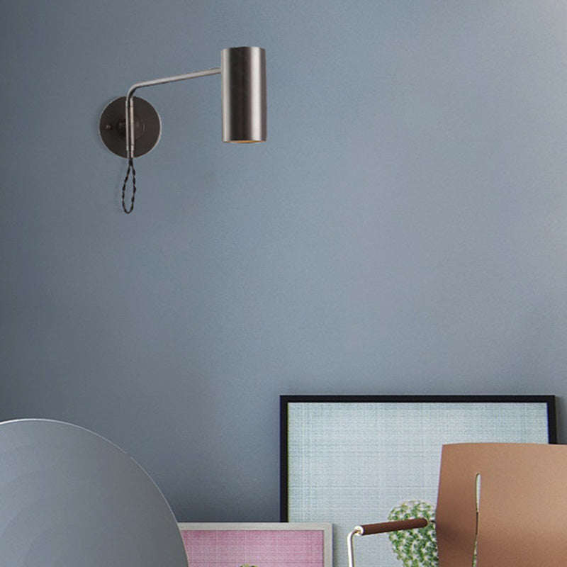 Minimalistic Metal Adjustable Tubular Wall Lamp With 1-Light Bedside Spotlight