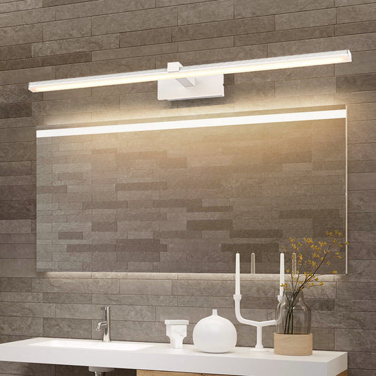 Minimalist Led Wall Mount Light Fixture - Stick Shaped Bathroom Vanity Lighting In Acrylic White /