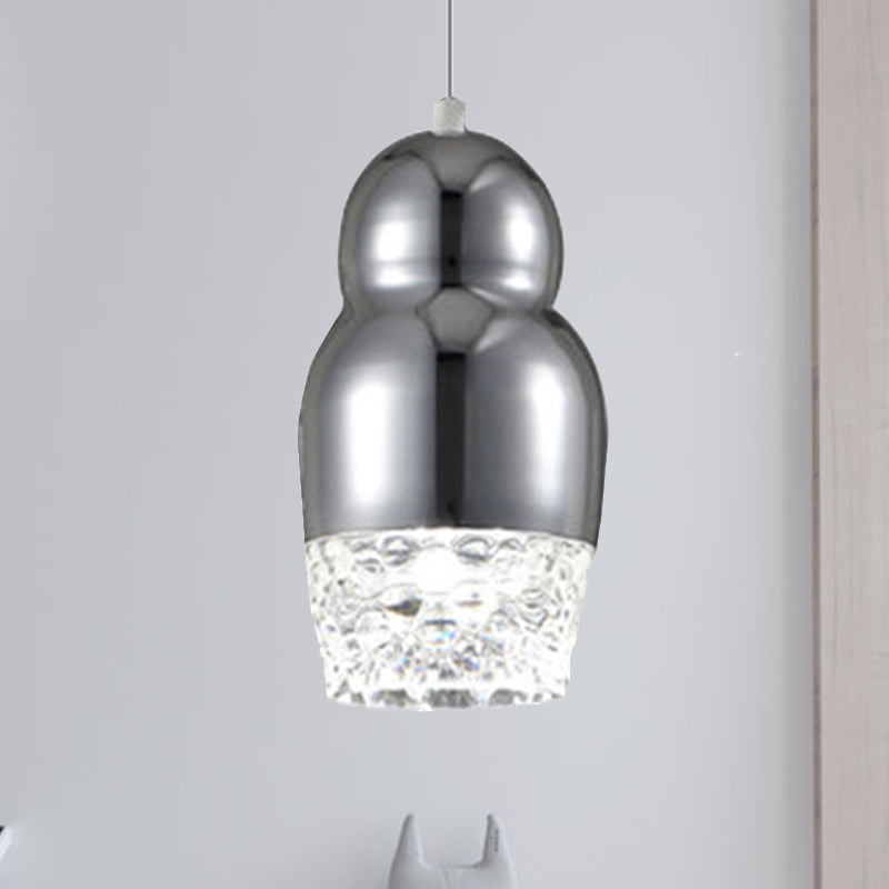 Metal Pendant Lamp With Gourd Shade - Postmodern Suspended Light For Bar Warm/White 1 / Chrome White