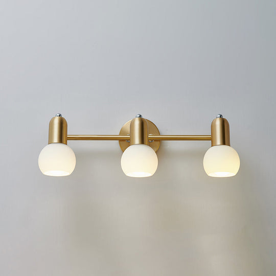 Versatile Swivel Dome Milk Glass Vanity Light - Postmodern Brass Wall Lamp For Bath Décor 3 /