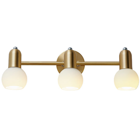 Versatile Swivel Dome Milk Glass Vanity Light - Postmodern Brass Wall Lamp For Bath Décor