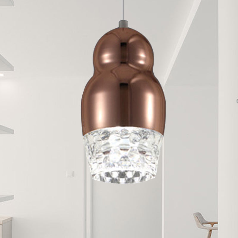 Metal Pendant Lamp With Gourd Shade - Postmodern Suspended Light For Bar Warm/White 1 / Rose Gold