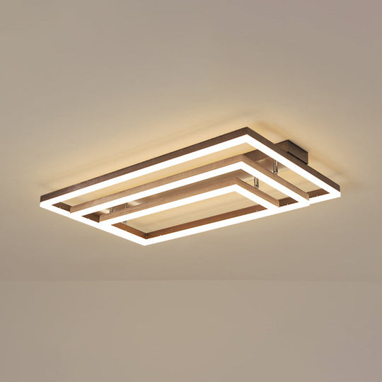 Minimalist Metal Led Flush Mount Ceiling Light With Multi-Tiered Rectangle Design For Living Room In