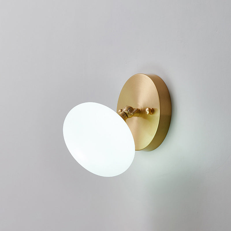 Rotatable Glass Wall Sconce - Small And Stylish Postmodern Brass Light / Ellipsoidal