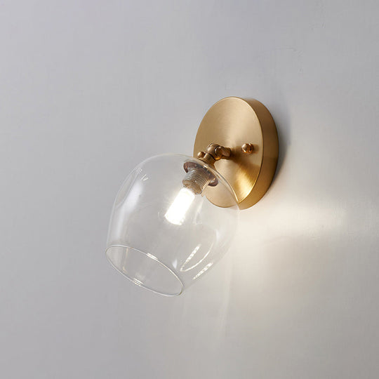 Rotatable Glass Wall Sconce - Small And Stylish Postmodern Brass Light / Wine