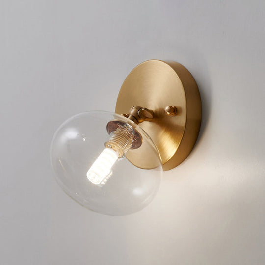 Rotatable Glass Wall Sconce - Small And Stylish Postmodern Brass Light / Oval
