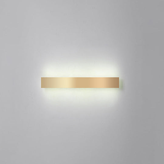 Minimalist Gold Plated Led Wall Sconce For Living Room - Aluminum Bar Shaped Flush Light / 23.5