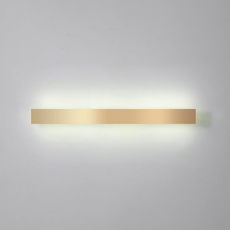Minimalist Gold Plated Led Wall Sconce For Living Room - Aluminum Bar Shaped Flush Light / 59 White