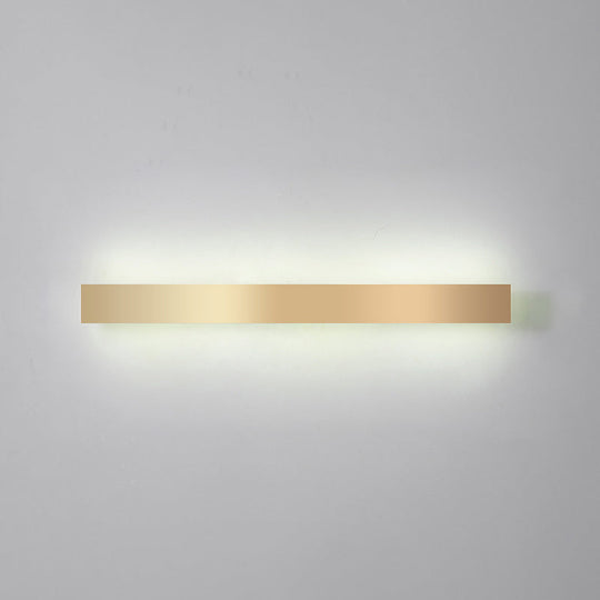 Minimalist Gold Plated Led Wall Sconce For Living Room - Aluminum Bar Shaped Flush Light / 59 White