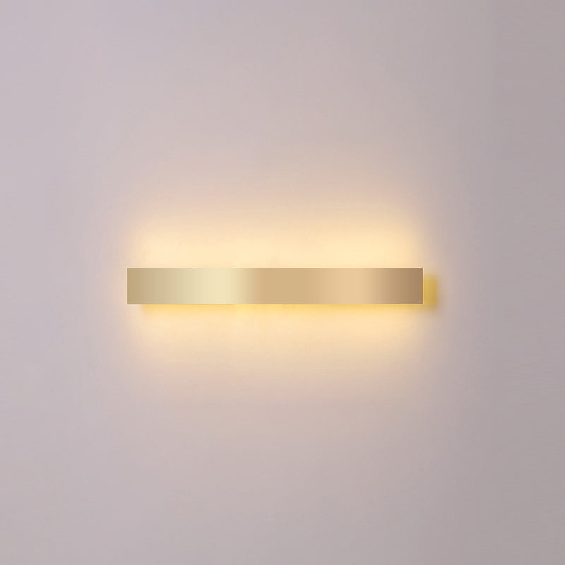 Minimalist Gold Plated Led Wall Sconce For Living Room - Aluminum Bar Shaped Flush Light / 31.5 Warm