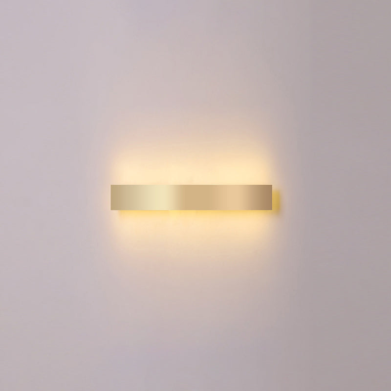 Minimalist Gold Plated Led Wall Sconce For Living Room - Aluminum Bar Shaped Flush Light / 12 Warm