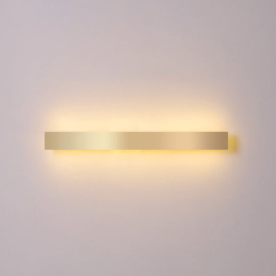 Minimalist Gold Plated Led Wall Sconce For Living Room - Aluminum Bar Shaped Flush Light / 47.5 Warm