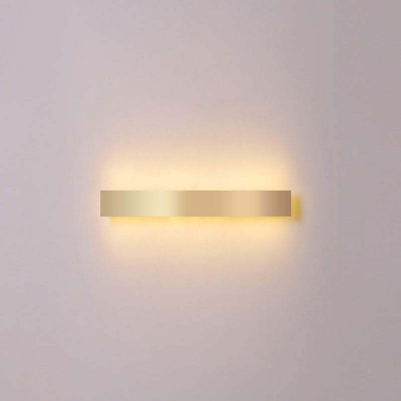 Minimalist Gold Plated Led Wall Sconce For Living Room - Aluminum Bar Shaped Flush Light / 23.5 Warm