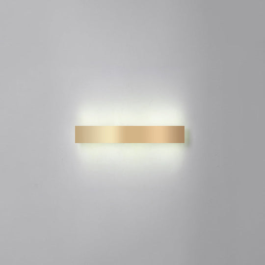Minimalist Gold Plated Led Wall Sconce For Living Room - Aluminum Bar Shaped Flush Light / 12 White