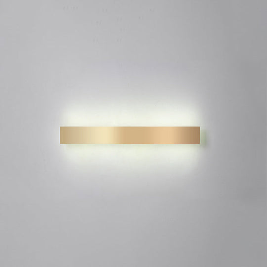 Minimalist Gold Plated Led Wall Sconce For Living Room - Aluminum Bar Shaped Flush Light / 31.5