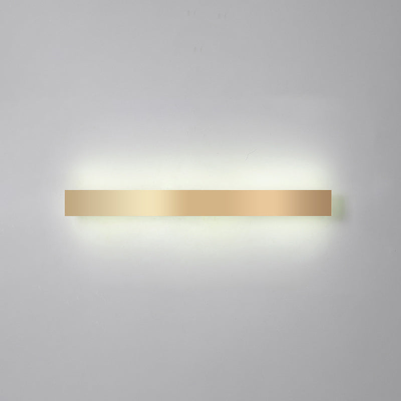 Minimalist Gold Plated Led Wall Sconce For Living Room - Aluminum Bar Shaped Flush Light / 47.5