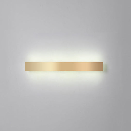 Minimalist Gold Plated Led Wall Sconce For Living Room - Aluminum Bar Shaped Flush Light / 39.5