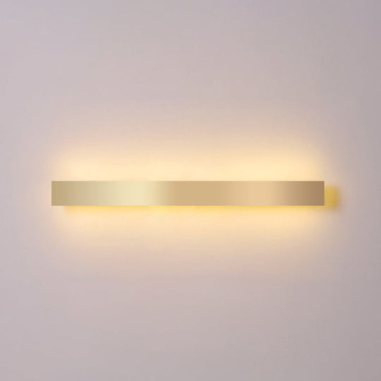Minimalist Gold Plated Led Wall Sconce For Living Room - Aluminum Bar Shaped Flush Light / 59 Warm
