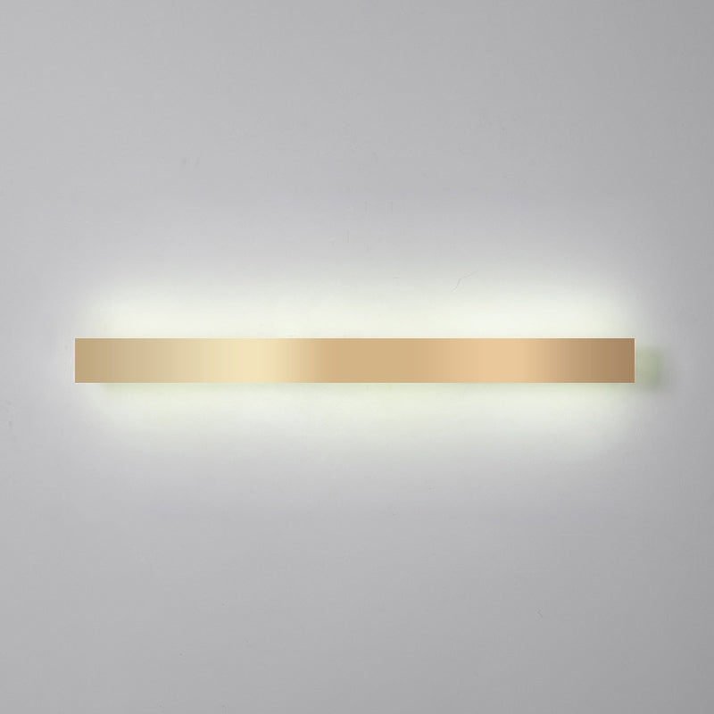 Minimalist Gold Plated Led Wall Sconce For Living Room - Aluminum Bar Shaped Flush Light / 71 White