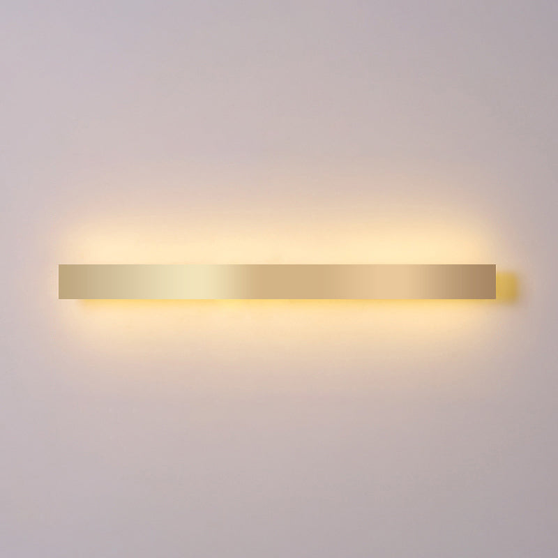 Minimalist Gold Plated Led Wall Sconce For Living Room - Aluminum Bar Shaped Flush Light / 71 Warm
