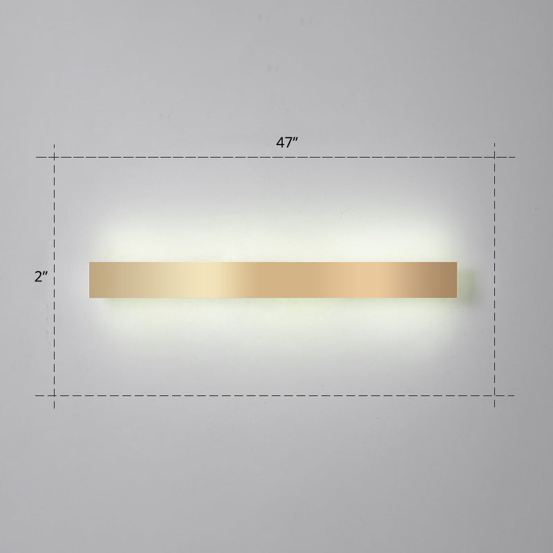 Minimalist Gold Plated Led Wall Sconce For Living Room - Aluminum Bar Shaped Flush Light