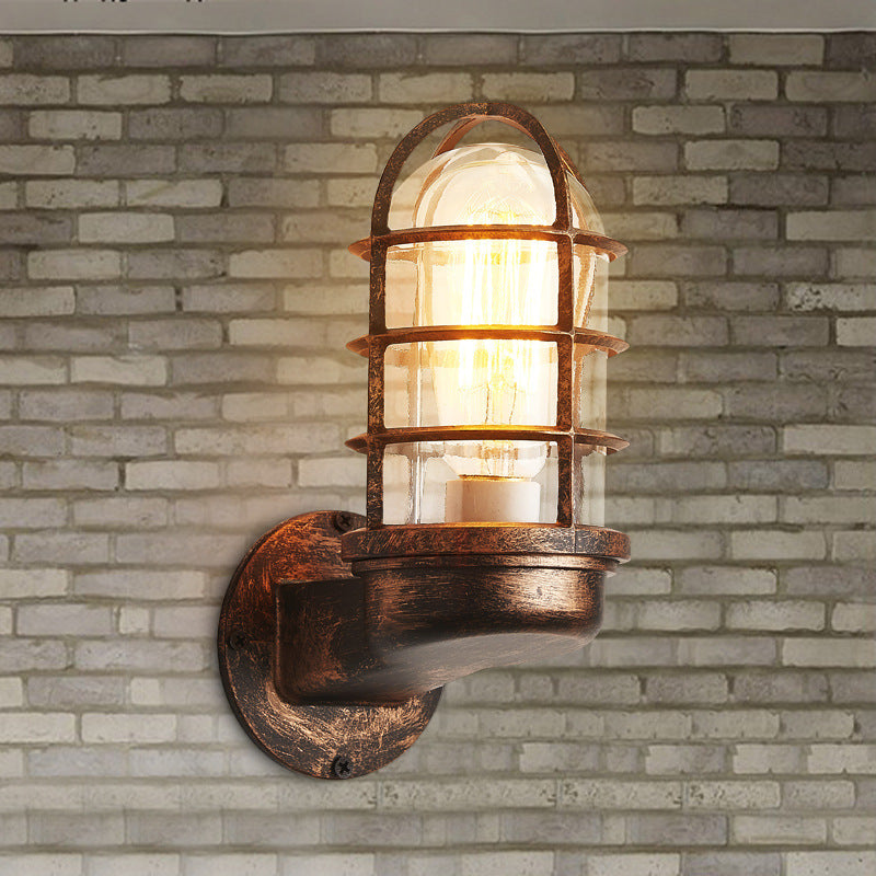 Industrial Half-Capsule Glass Wall Lamp - Bathroom Sconce Lighting Fixture
